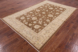 Brown Peshawar Hand Knotted Wool Rug - 6' 0" X 9' 1" - Golden Nile
