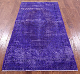 Purple Persian Overdyed Hand Knotted Wool Rug - 3' 10" X 7' 3" - Golden Nile