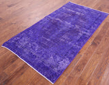 Purple Persian Overdyed Hand Knotted Wool Rug - 3' 10" X 7' 3" - Golden Nile