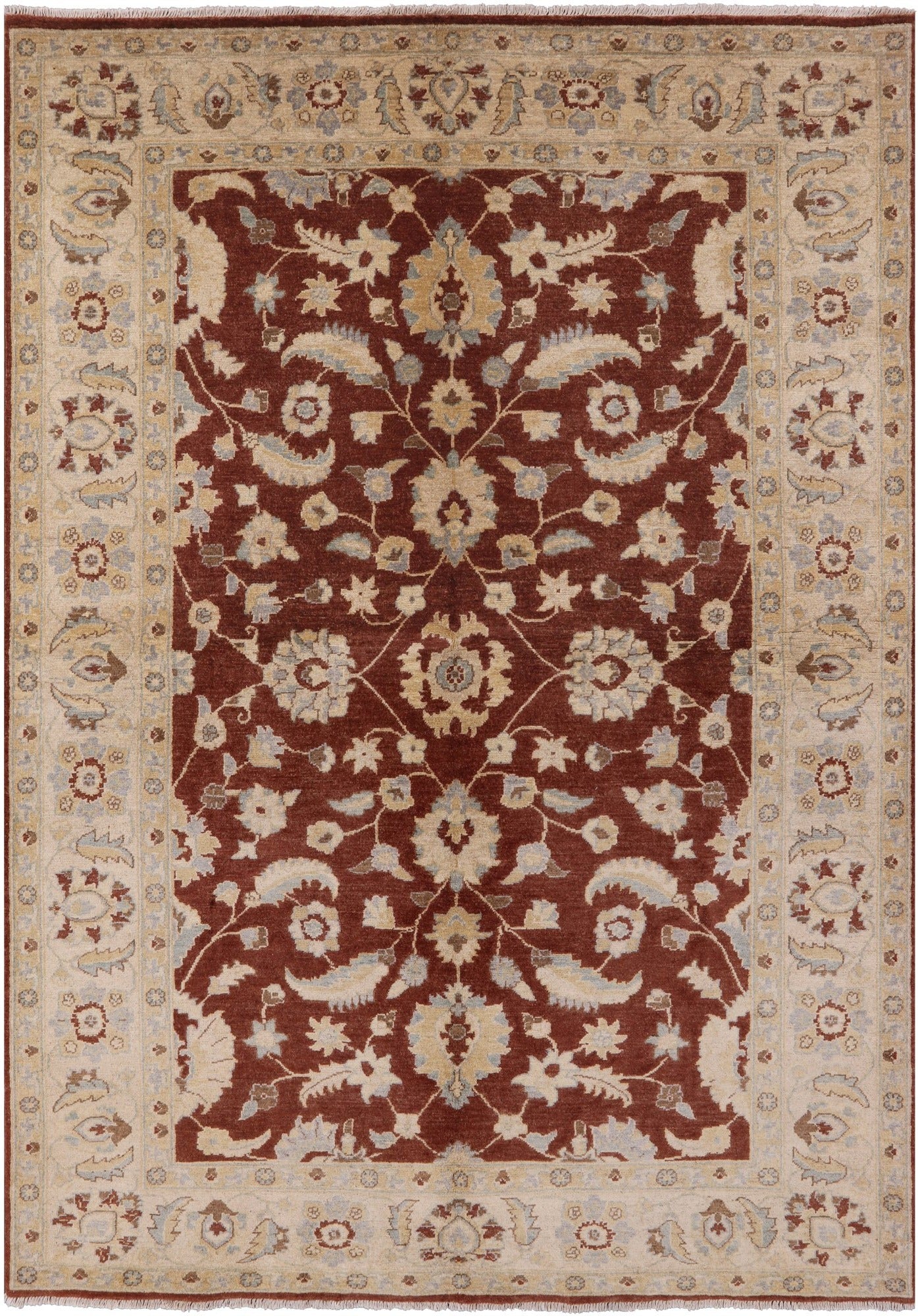Brown Peshawar Hand Knotted Area Rug - 6' 6" X 9' 2" - Golden Nile