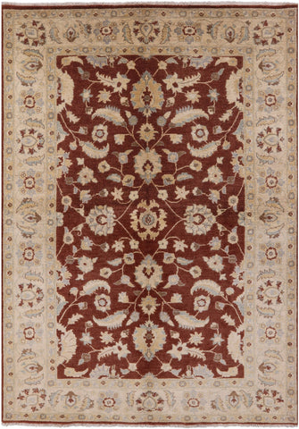 Brown Peshawar Hand Knotted Area Rug - 6' 6