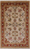 Ivory Peshawar Handmade Wool Rug - 6' 1" X 9' 6" - Golden Nile