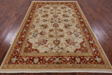 Ivory Peshawar Handmade Wool Rug - 6' 1" X 9' 6" - Golden Nile