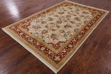 Ivory Peshawar Handmade Wool Rug - 6' 1" X 9' 6" - Golden Nile