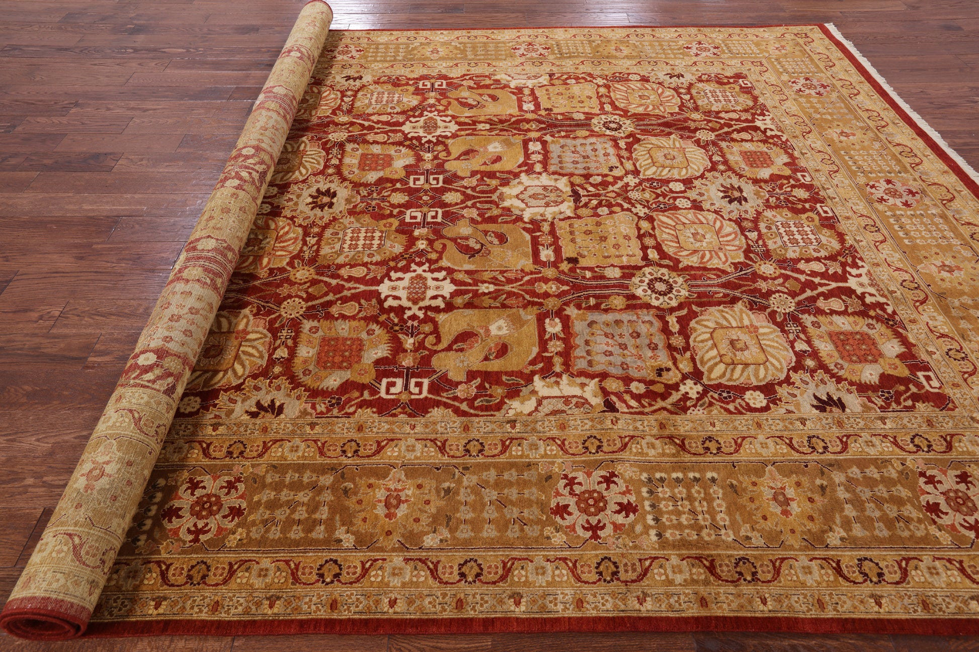 Red Peshawar Handmade Area Rug - 9' 1" X 12' 2" - Golden Nile