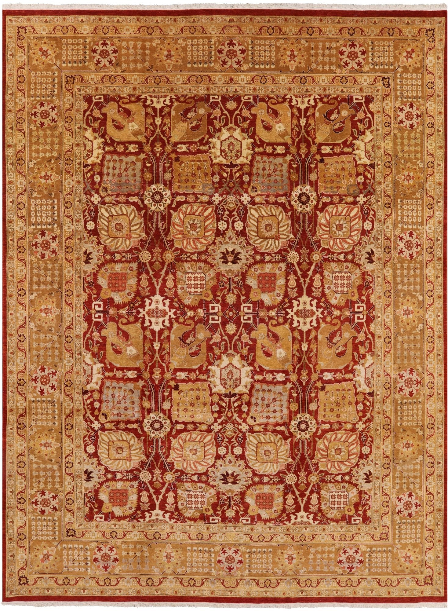 Red Peshawar Handmade Area Rug - 9' 1" X 12' 2" - Golden Nile