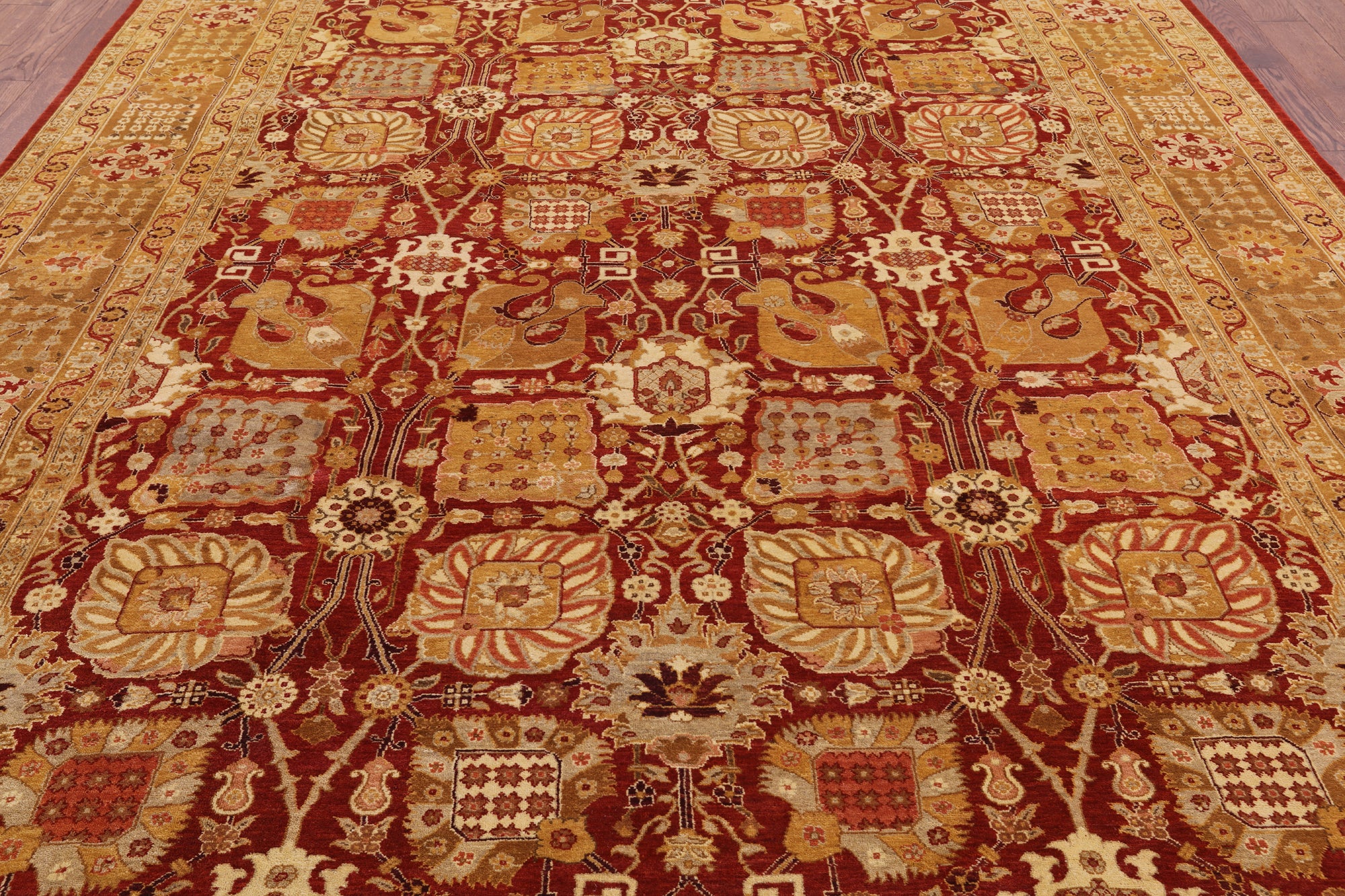 Red Peshawar Handmade Area Rug - 9' 1" X 12' 2" - Golden Nile