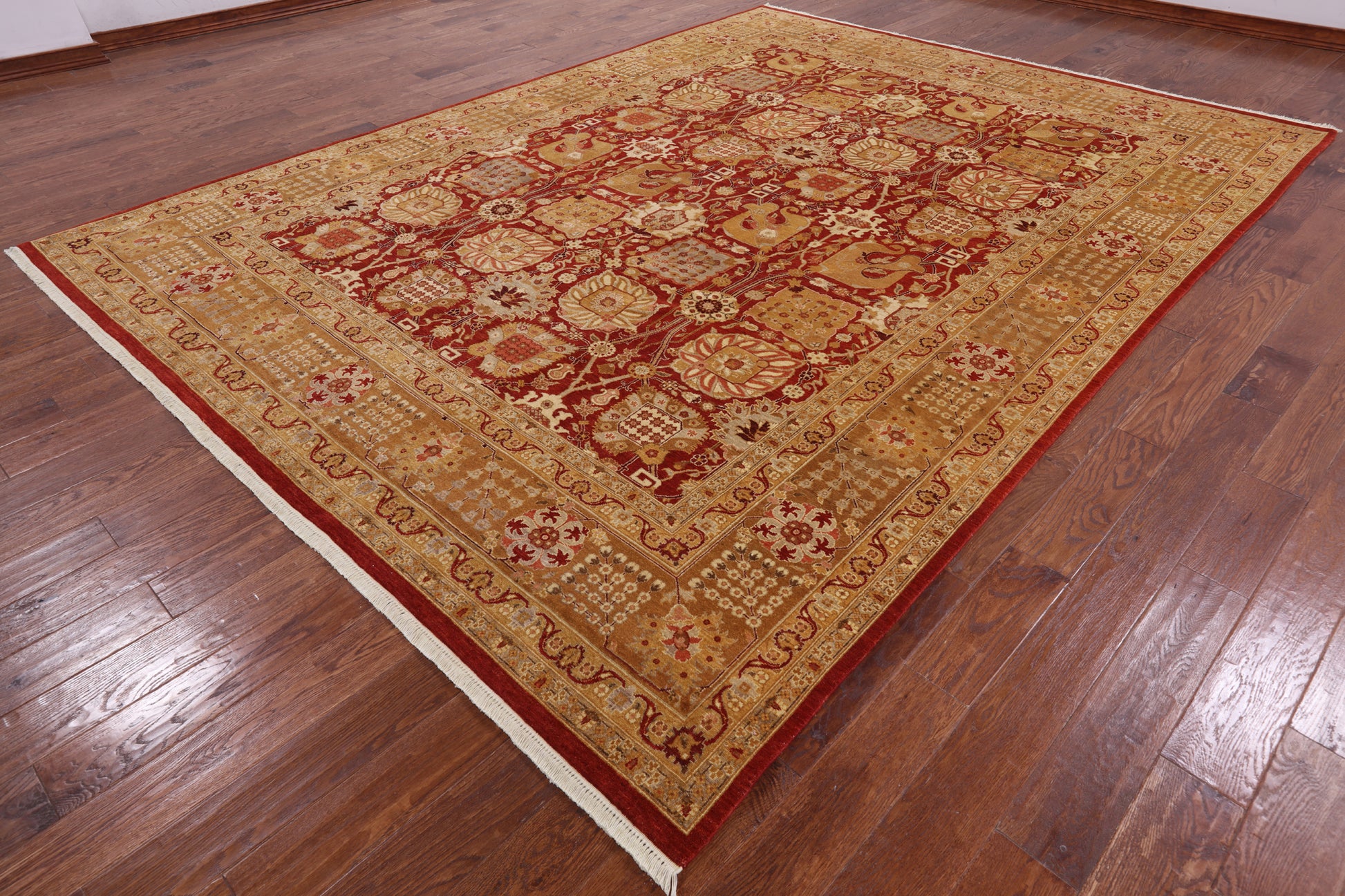 Red Peshawar Handmade Area Rug - 9' 1" X 12' 2" - Golden Nile