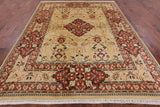 Ivory Peshawar Hand Knotted Rug - 7' 10" X 10' 2" - Golden Nile