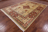 Ivory Peshawar Hand Knotted Rug - 7' 10" X 10' 2" - Golden Nile