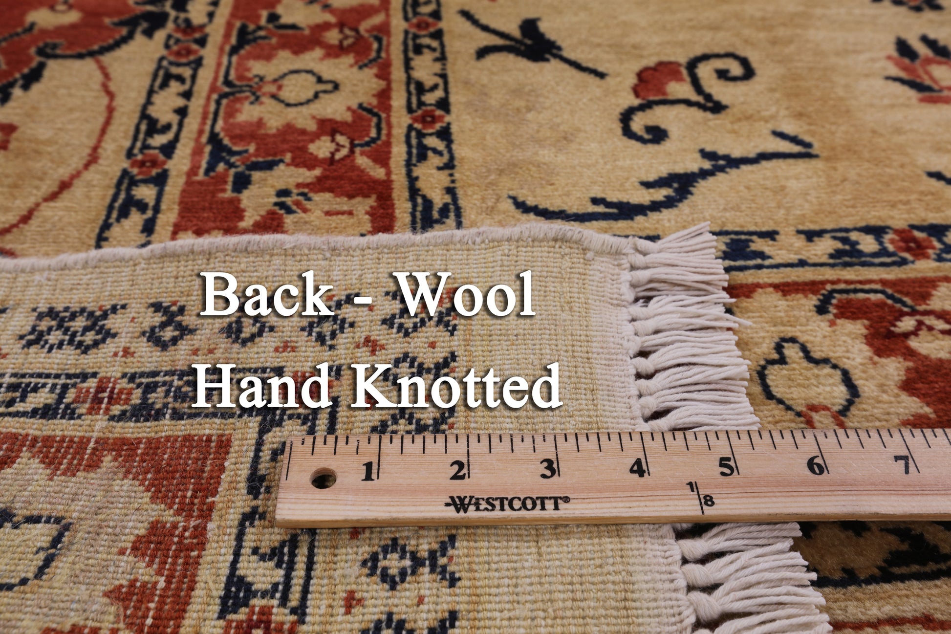Ivory Peshawar Hand Knotted Rug - 7' 10" X 10' 2" - Golden Nile