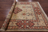 Ivory Peshawar Hand Knotted Rug - 7' 10" X 10' 2" - Golden Nile