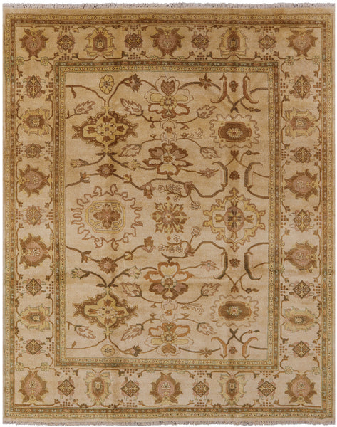 Ivory Peshawar Handmade Wool Area Rug - 8' 1" X 10' 1" - Golden Nile