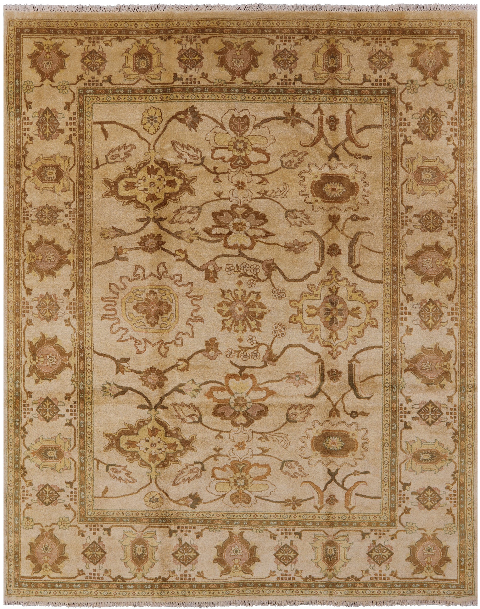 Ivory Peshawar Handmade Wool Area Rug - 8' 1" X 10' 1" - Golden Nile