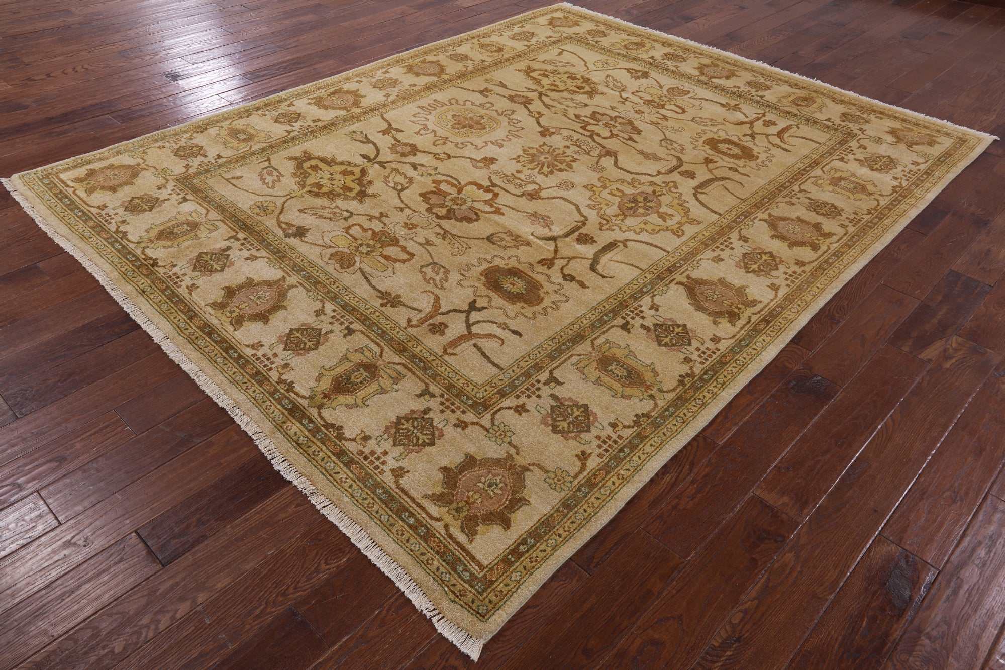 Ivory Peshawar Handmade Wool Area Rug - 8' 1" X 10' 1" - Golden Nile