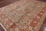 Olive Green Chobi Peshawar Handmade Wool Area Rug - 9' 1" X 12' 0" - Golden Nile