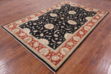 Black Chobi Peshawar Wool Area Rug - 6' 3" X 9' 3" - Golden Nile