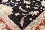 Black Chobi Peshawar Wool Area Rug - 6' 3" X 9' 3" - Golden Nile