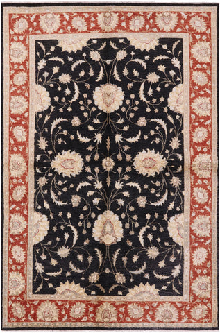 Black Chobi Peshawar Wool Area Rug - 6' 3