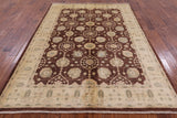 Brown Peshawar Handmade Wool Area Rug - 6' 4" X 8' 8" - Golden Nile