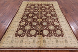 Brown Peshawar Handmade Wool Area Rug - 6' 4" X 8' 8" - Golden Nile