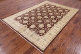 Brown Peshawar Handmade Wool Area Rug - 6' 4" X 8' 8" - Golden Nile