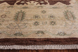 Brown Peshawar Handmade Wool Area Rug - 6' 4" X 8' 8" - Golden Nile