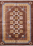 Brown Persian Gabbeh Handmade Wool Area Rug - 5' 8" X 7' 9" - Golden Nile