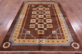 Brown Persian Gabbeh Handmade Wool Area Rug - 5' 8" X 7' 9" - Golden Nile