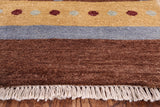 Brown Persian Gabbeh Handmade Wool Area Rug - 5' 8" X 7' 9" - Golden Nile