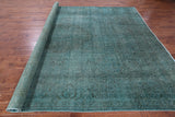 Green Persian Overdyed Handmade Wool Rug - 9' 6" X 12' 3" - Golden Nile