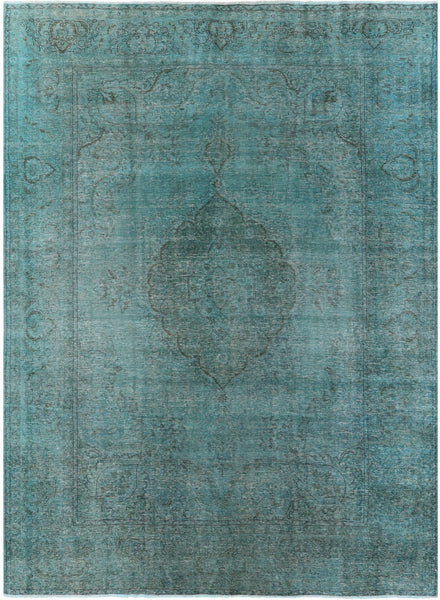 Green Persian Overdyed Handmade Wool Rug - 9' 6" X 12' 3" - Golden Nile