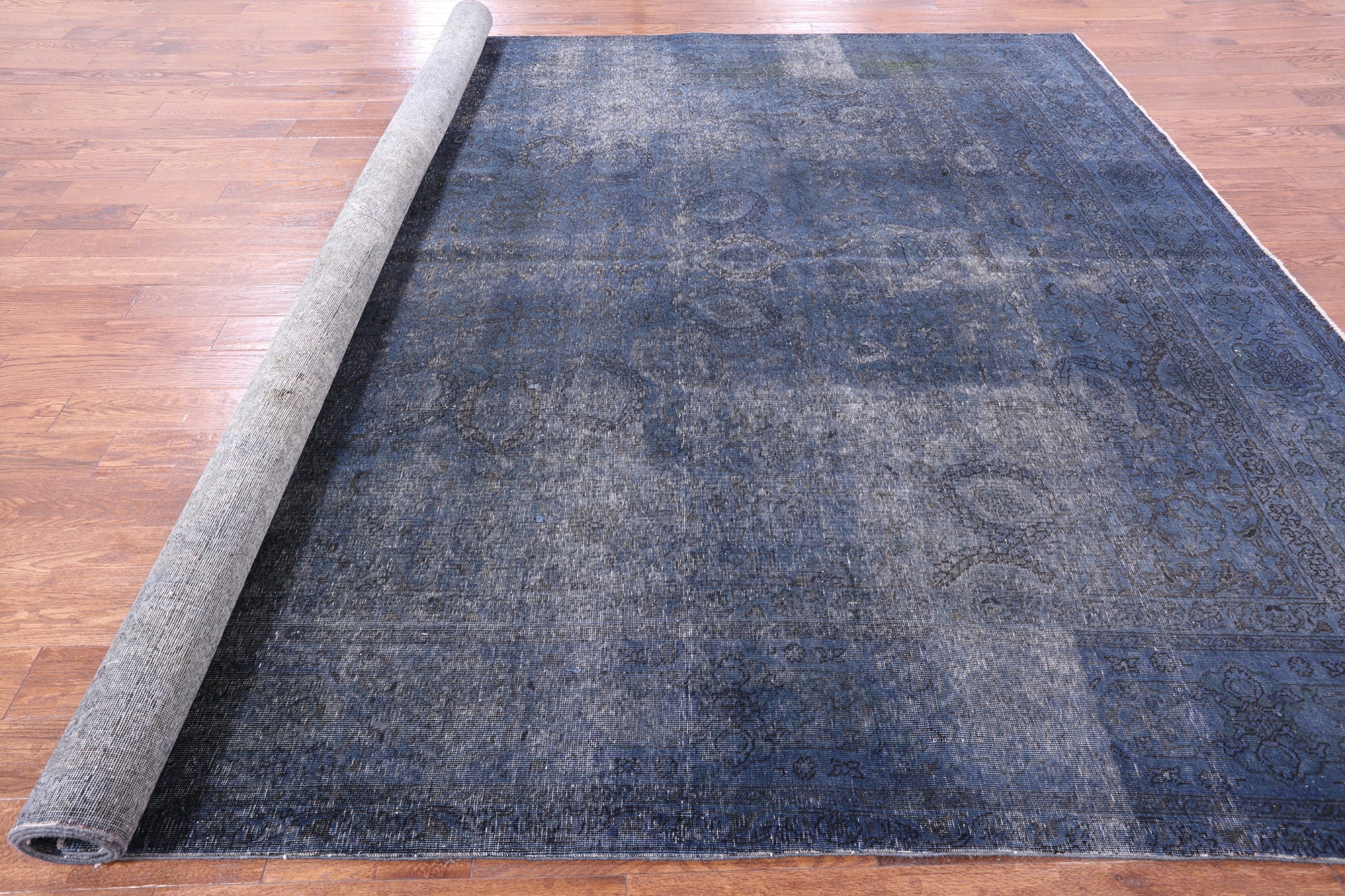 Blue Persian Overdyed Hand Knotted Wool Area Rug - 9' 7" X 12' 8" - Golden Nile