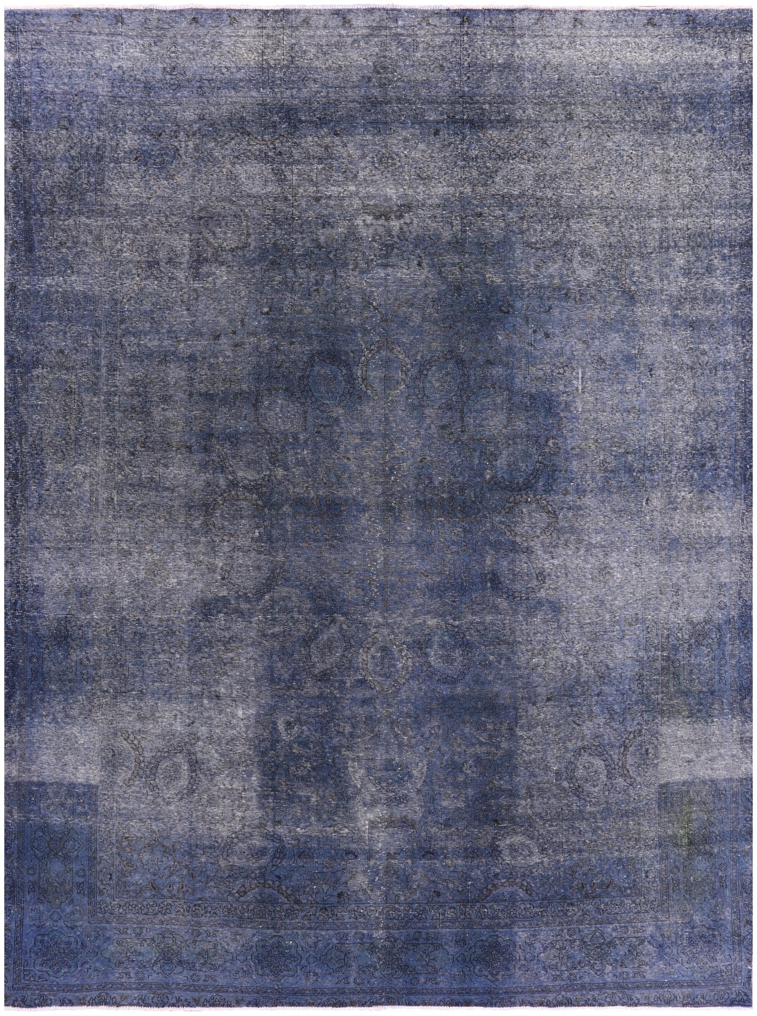 Blue Persian Overdyed Hand Knotted Wool Area Rug - 9' 7" X 12' 8" - Golden Nile