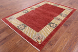 Peshawar Hand Knotted Wool Area Rug - 4' 2" X 6' 1" - Golden Nile