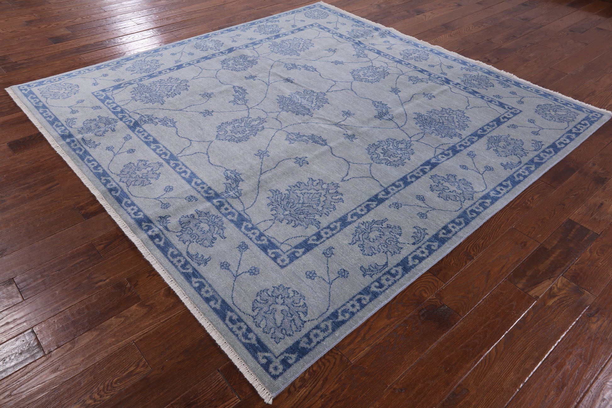 Grey Square Turkish Oushak Handmade Area Rug - 8' 0" X 8' 0" - Golden Nile