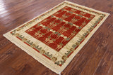 Peshawar Hand Knotted Wool Area Rug - 4' X 5' 10" - Golden Nile