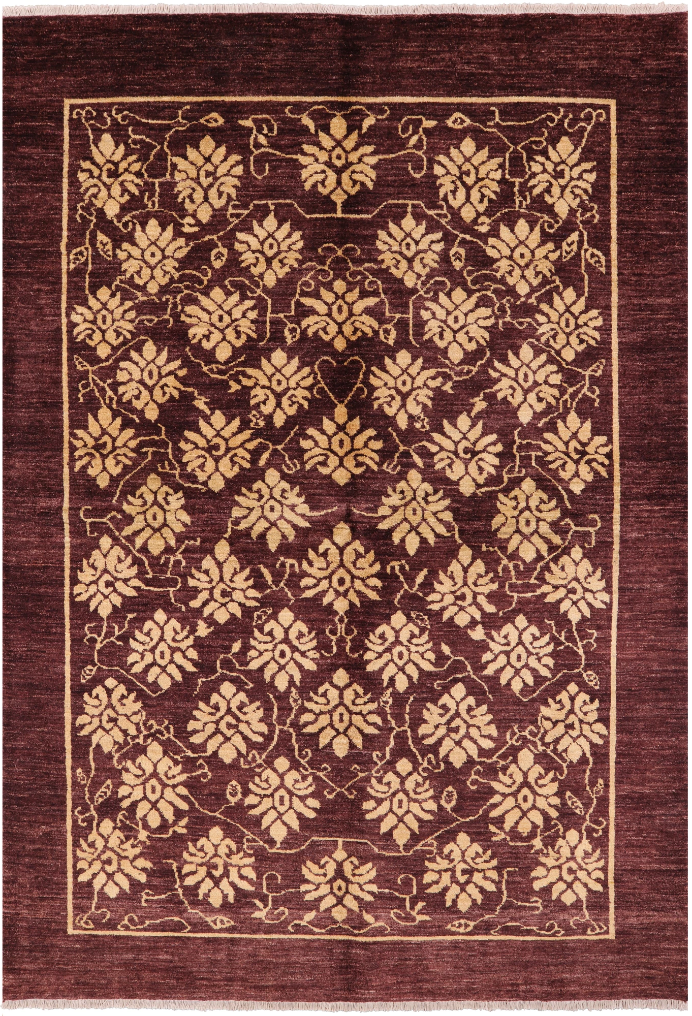 Brown Chobi Peshawar Handmade Area Rug - 5' 6" X 8' 1" - Golden Nile