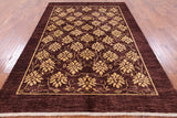 Brown Chobi Peshawar Handmade Area Rug - 5' 6" X 8' 1" - Golden Nile