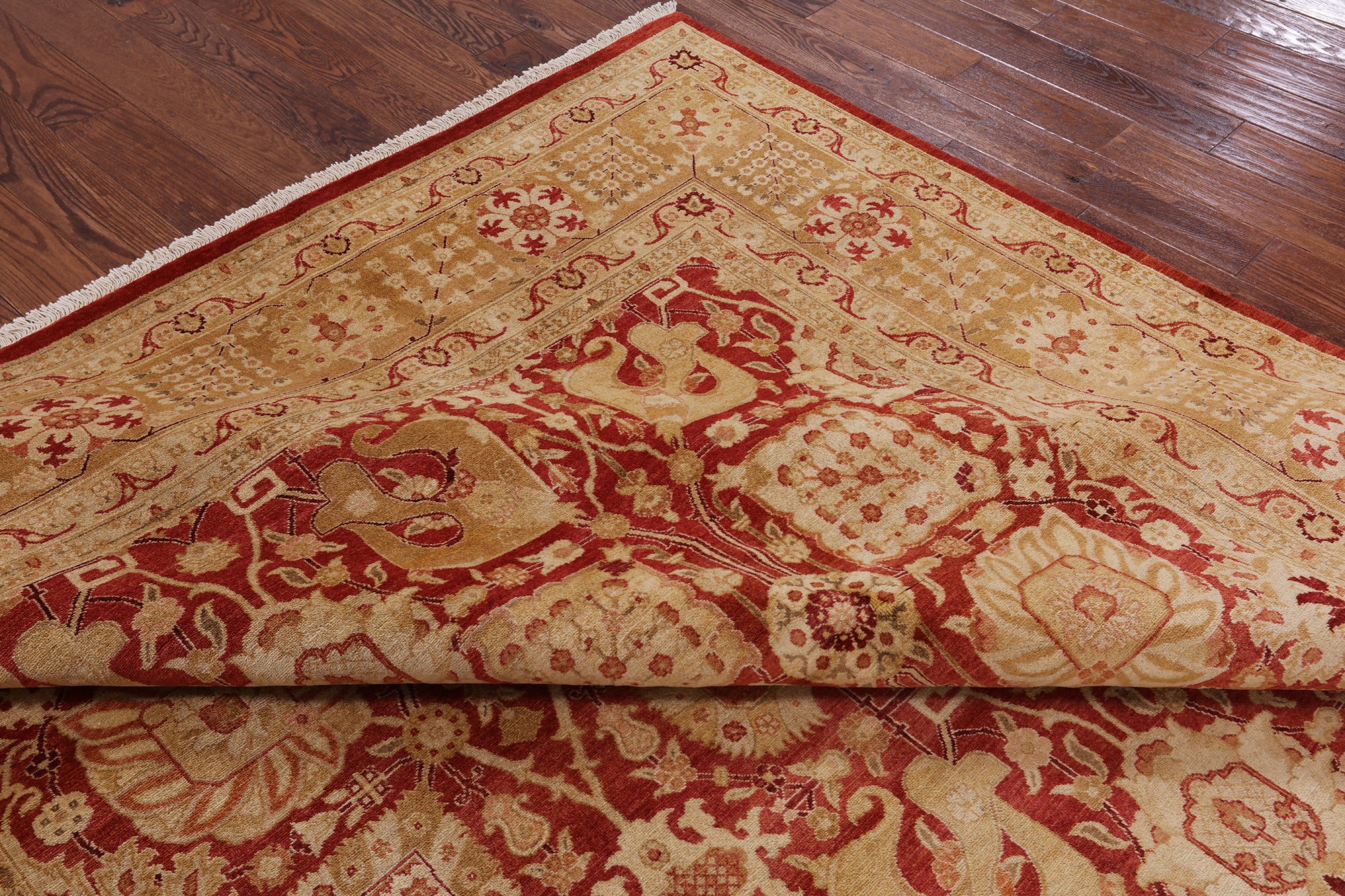 Red Peshawar Handmade Wool Area Rug - 9' 2" X 11' 10" - Golden Nile