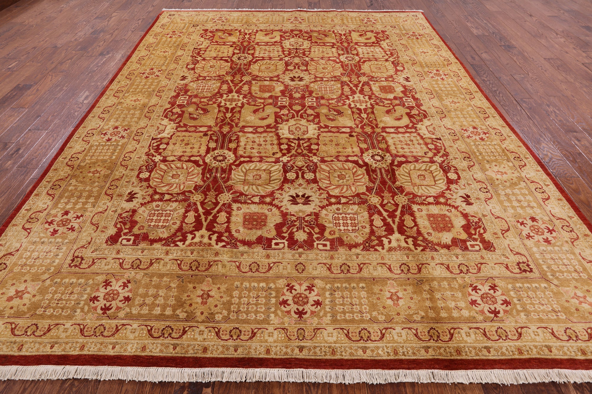 Red Peshawar Handmade Wool Area Rug - 9' 2" X 11' 10" - Golden Nile