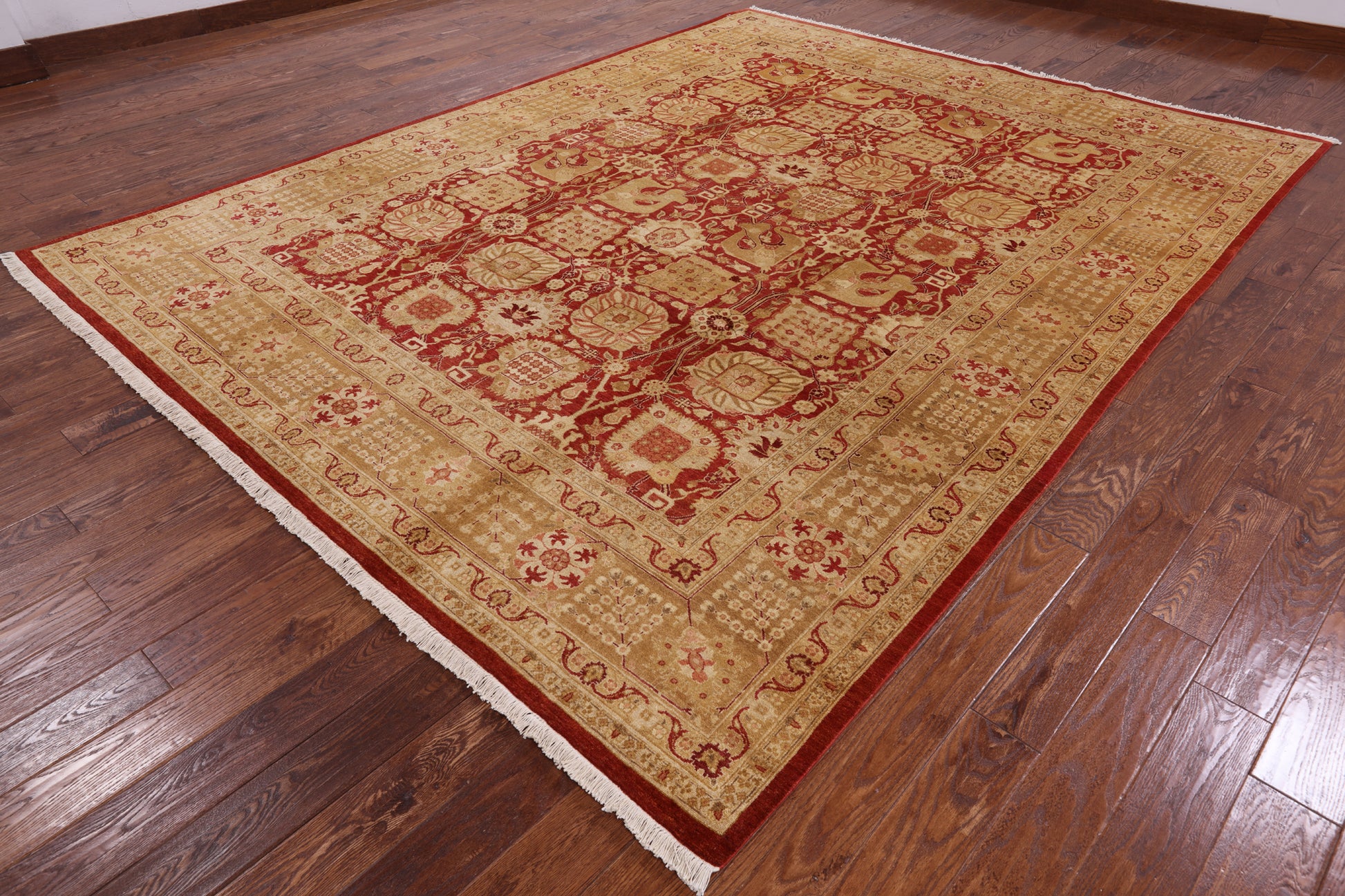 Red Peshawar Handmade Wool Area Rug - 9' 2" X 11' 10" - Golden Nile