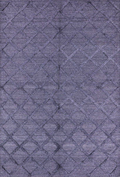 Grey Moroccan Flat Weave Wool & Silk Area Rug - 6' 4" X 9' 2" - Golden Nile