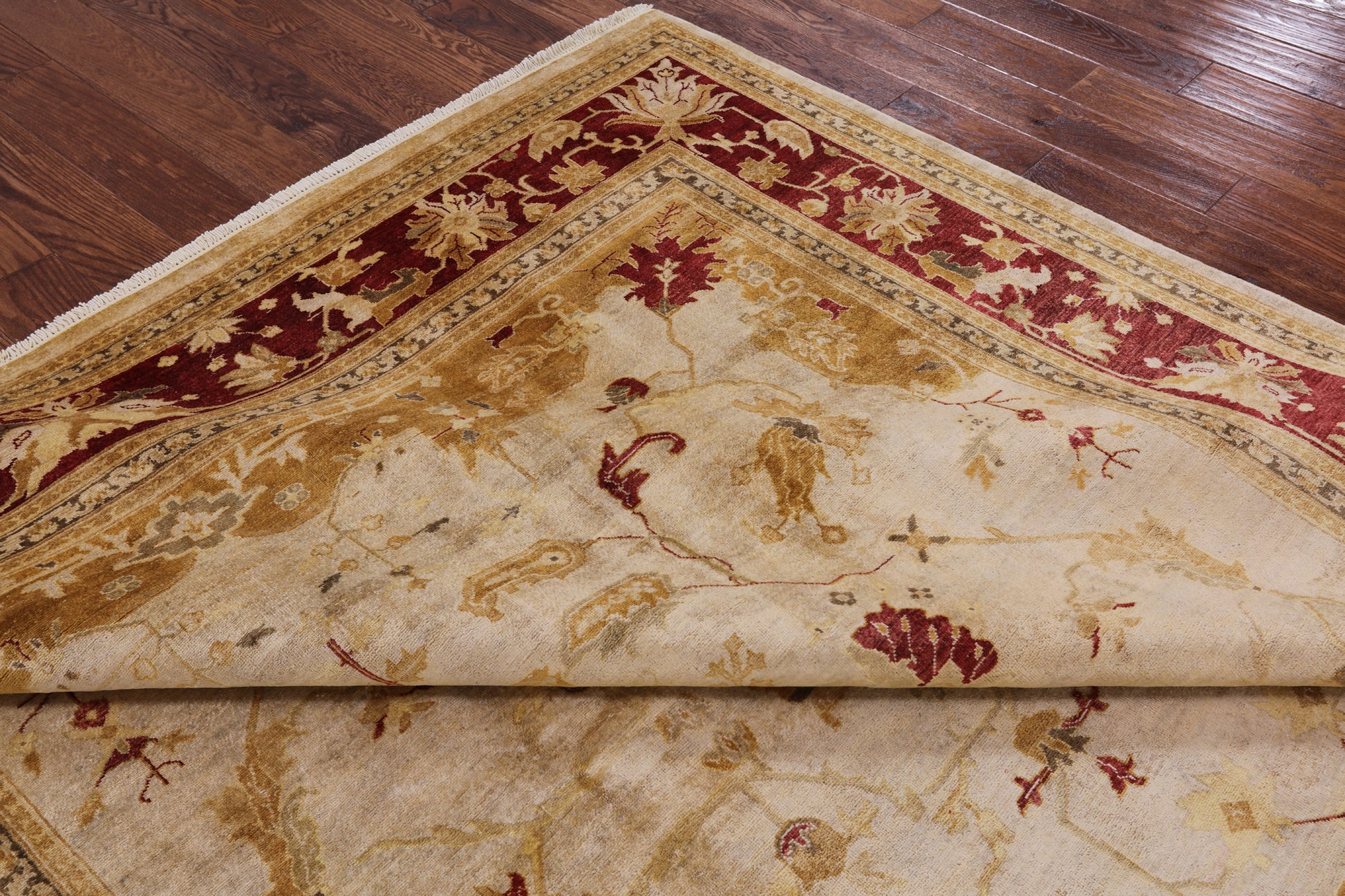 Ivory Peshawar Handmade Wool Area Rug - 8' 1" X 9' 10" - Golden Nile