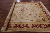 Ivory Peshawar Handmade Wool Area Rug - 8' 1" X 9' 10" - Golden Nile