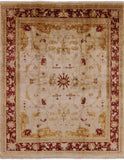 Ivory Peshawar Handmade Wool Area Rug - 8' 1" X 9' 10" - Golden Nile