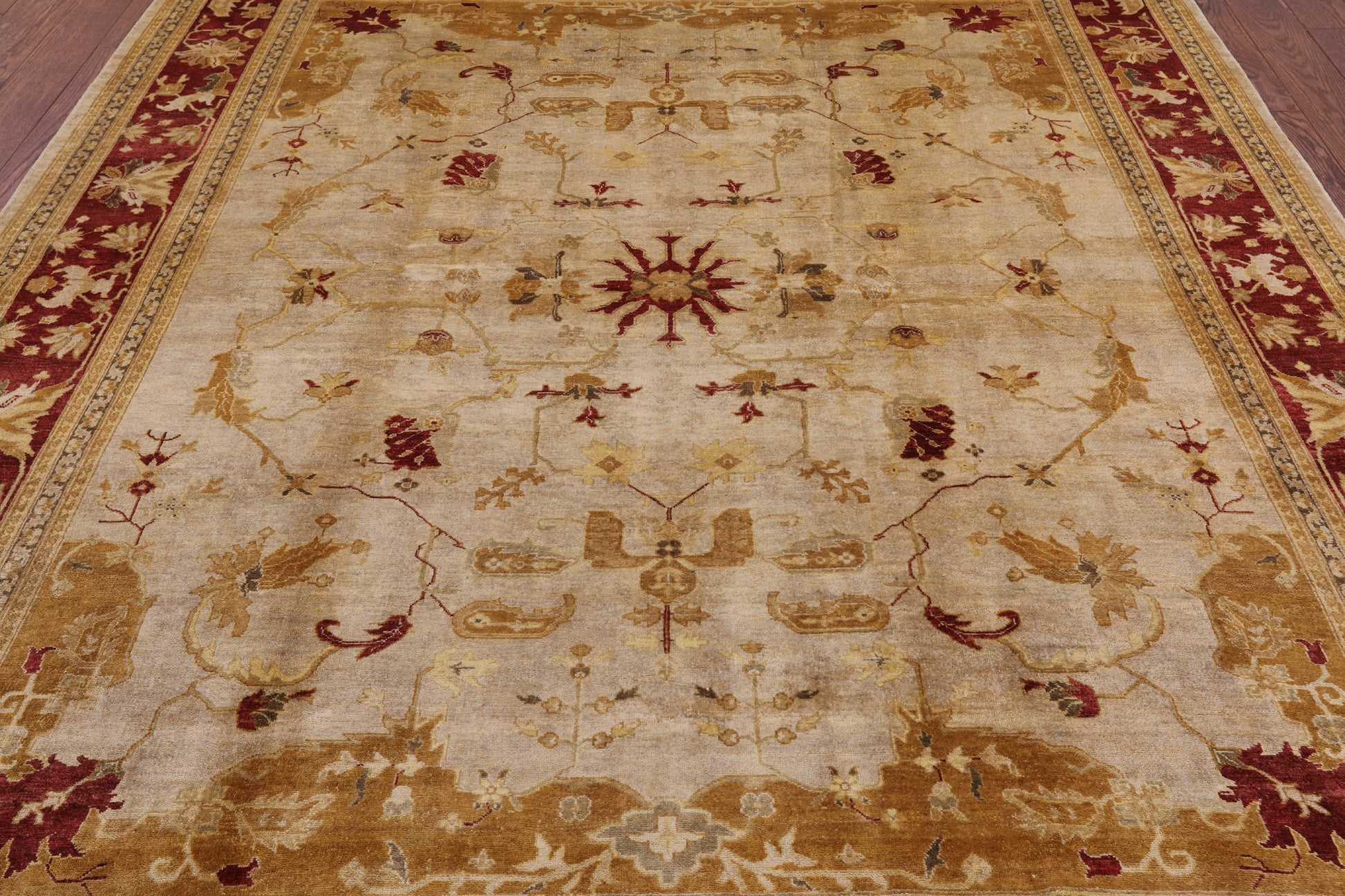 Ivory Peshawar Handmade Wool Area Rug - 8' 1" X 9' 10" - Golden Nile