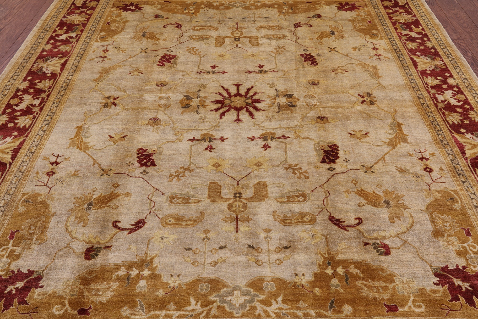 Ivory Peshawar Handmade Wool Area Rug - 8' 1" X 9' 10" - Golden Nile