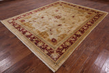 Ivory Peshawar Handmade Wool Area Rug - 8' 1" X 9' 10" - Golden Nile