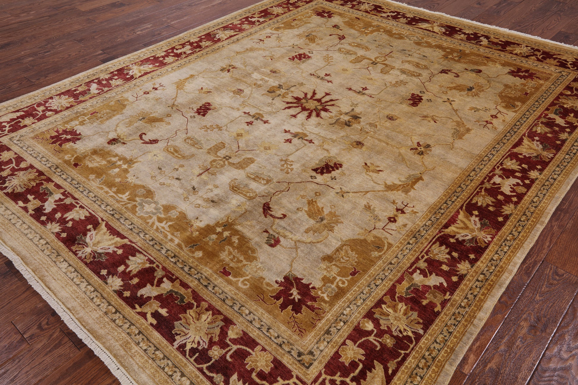 Ivory Peshawar Handmade Wool Area Rug - 8' 1" X 9' 10" - Golden Nile